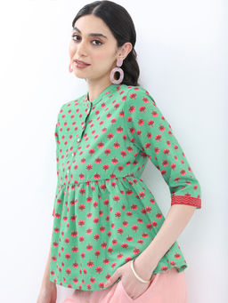 VISHUDH - Green Polyester Floral Top