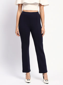 Madame - Navy Blue Wide Leg Formal Jeggings