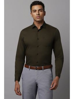 Allen Solly - Men Olive Slim Fit Solid Full Sleeves Formal Shirt