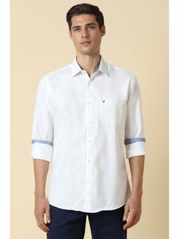 Allen Solly - Men White Slim Fit Solid Full Sleeves Casual Shirt