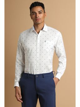 Allen Solly - Men White Slim Fit Print Full Sleeves Formal Shirt