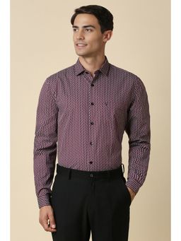 Allen Solly - Men Maroon Slim Fit Print Full Sleeves Formal Shirt