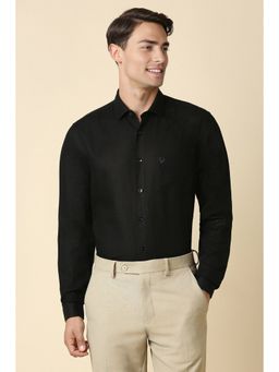 Allen Solly - Men Black Slim Fit Solid Full Sleeves Formal Shirt
