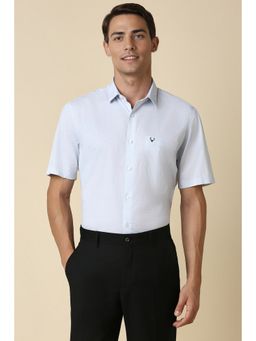 Allen Solly - Men Blue Slim Fit Textured Half Sleeves Formal Shirt