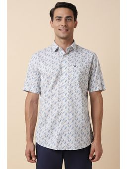 Allen Solly - Men White Slim Fit Print Half Sleeves Casual Shirt