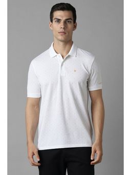 Louis Philippe - Men White Print Polo Neck T-Shirt