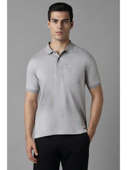 Louis Philippe - Men Grey Print Polo Neck T-Shirt