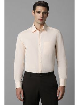 Louis Philippe - Men Cream Regular Fit Solid Full Sleeves Formal Shirt