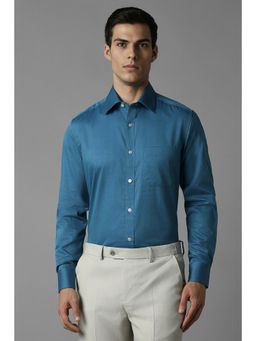 Louis Philippe - Men Blue Regular Fit Print Full Sleeves Formal Shirt