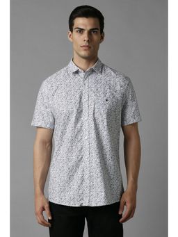 Louis Philippe - Men Grey Slim Fit Print Half Sleeves Casual Shirt