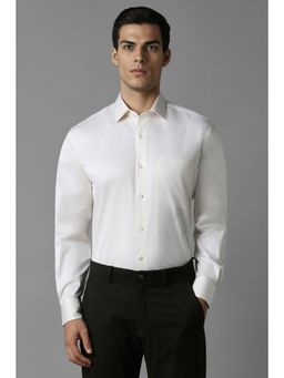 Louis Philippe - Men White Regular Fit Textured Full Sleeves Formal Shirt