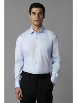 Louis Philippe - Men Blue Regular Fit Textured Full Sleeves Formal Shirt