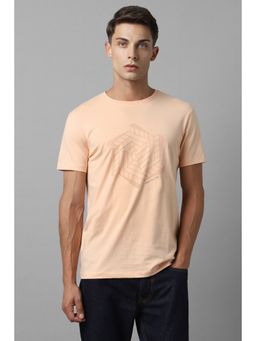 Louis Philippe - Men Peach Print Round Neck T-Shirt