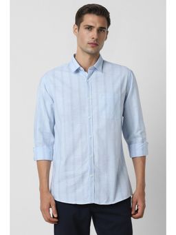 Peter England - Men Blue Slim Fit Stripe Shirt