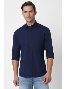 Peter England - Men Navy Blue Slim Fit Solid Shirt