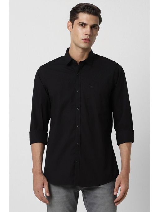 Peter England Men Black Slim Fit Solid Shirt