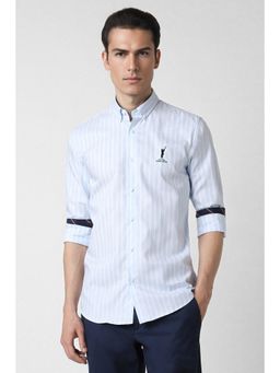 Peter England - Men Blue Slim Fit Stripe Shirt