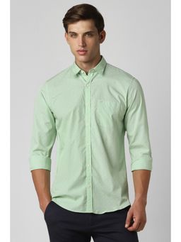 Peter England - Men Green Slim Fit Dots Shirt