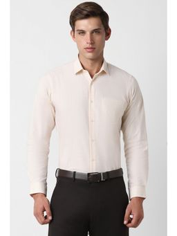 Peter England - Men Cream Slim Fit Formal Shirt