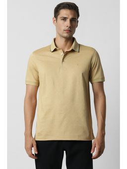 Van Heusen - Men Khaki Print Polo Neck T-Shirt