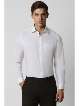 Van Heusen - Men White Regular Fit Solid Full Sleeves Formal Shirt