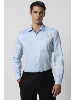 Van Heusen - Men Blue Slim Fit Textured Full Sleeves Formal Shirt