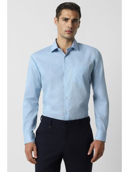 Van Heusen - Men Blue Regular Fit Textured Full Sleeves Formal Shirt