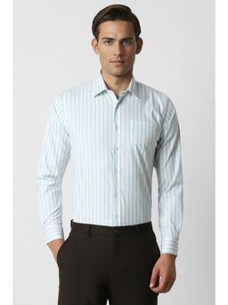 Van Heusen - Men White Slim Fit Stripe Full Sleeves Formal Shirt