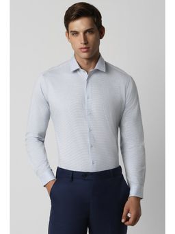 Van Heusen - Men Blue Slim Fit Textured Full Sleeves Formal Shirt