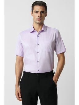 Van Heusen - Men Lavender Regular Fit Solid Half Sleeves Formal Shirt