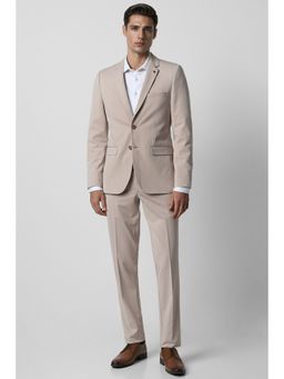 Van Heusen - Men Beige Textured Super Slim Fit Formal Two Piece Suit (Set of 2)