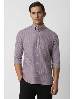 Van Heusen - Men Purple Slim Fit Check Full Sleeves Casual Shirt
