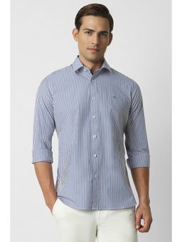 Van Heusen - Men Blue Slim Fit Stripe Full Sleeves Casual Shirt