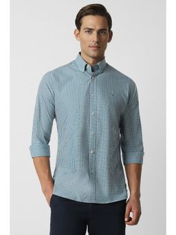 Van Heusen - Men Green Slim Fit Check Full Sleeves Casual Shirt