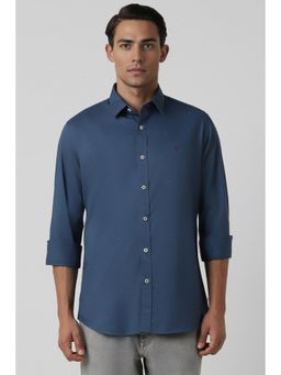 Van Heusen - Men Blue Slim Fit Print Full Sleeves Casual Shirt