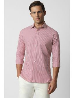 Van Heusen - Men Pink Slim Fit Stripe Full Sleeves Casual Shirt