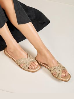 DA NAPPA - Gold Celesta Open Toe Flats