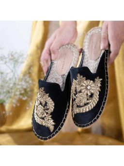 PARI PARI - Black Ottoman Mule Flats