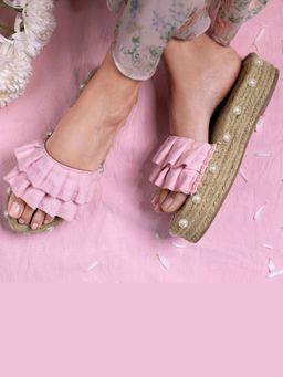 PARI PARI - Pink Majorica Slide Flats