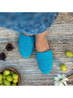 PARI PARI - Blue Croshia Mule Flats