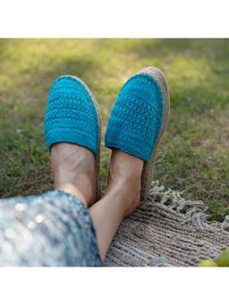 PARI PARI - Blue Croshia Mule Flats