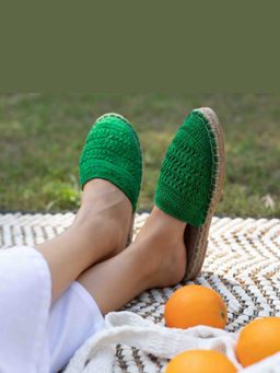 PARI PARI - Green Croshia Mule Flats