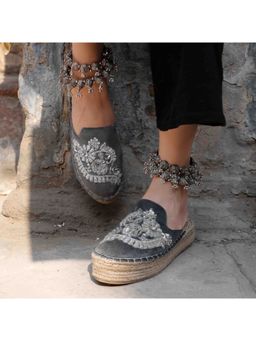 PARI PARI - Grey Ottoman Mule Flats