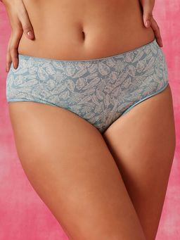 Clovia - Mid Waist Printed Hipster Panty Blue
