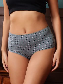 Clovia - Cotton High Waist Printed Hipster Panty Grey