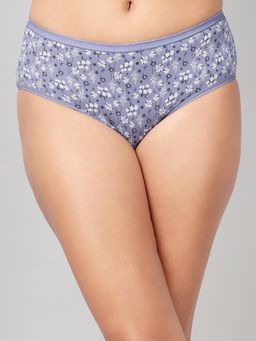 Clovia - Cotton Mid Waist Printed Hipster Panty Purple