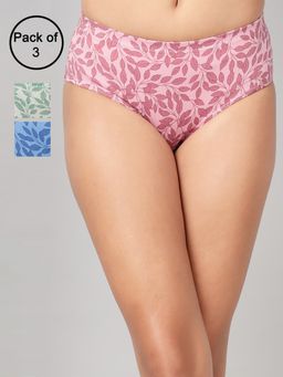 Clovia - Mid Waist Printed Hipster Panties with Inner Elastic Multi-Color (Pack of 3)