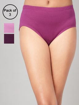 Clovia - Mid Waist Hipster Panties with Inner Elastic Multi-Color (Pack of 3)