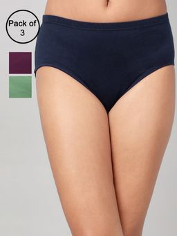 Clovia - Mid Waist Hipster Panties with Inner Elastic Multi-Color (Pack of 3)