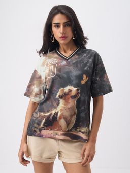 The Souled Store - Pets On Prints Dreamy Doggo Women Oversized Jersey